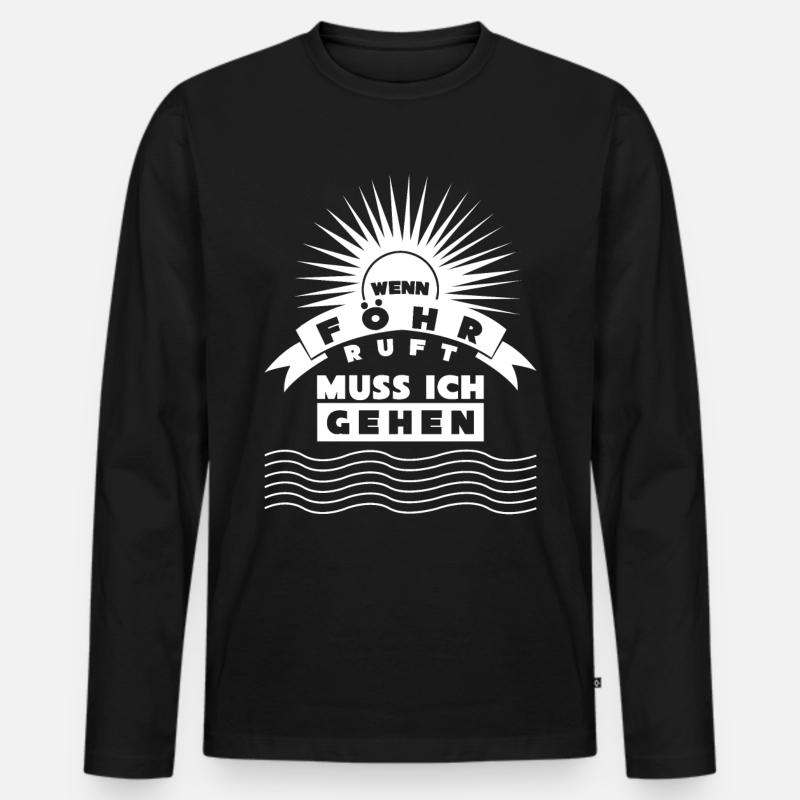 Föhr ruft - Männer Premium Bio Langarmshirt - Schwarz