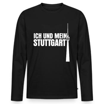 Stuttgart Stuttgarter Fernsehturm - Männer Premium Bio Langarmshirt - Schwarz - Vorne - Nico (187cm)