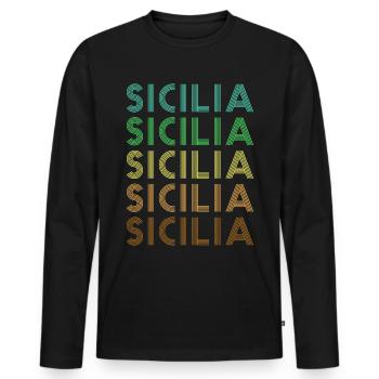 Sizilien Retro Sicilia - Männer Premium Bio Langarmshirt - Schwarz - Vorne - Nico (187cm)