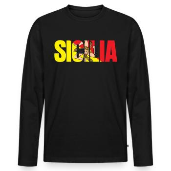 Sicile Drapeau Sicilia Blason - T-shirt manches longues Premium bio Homme - noir - Devant - Nico (187cm)