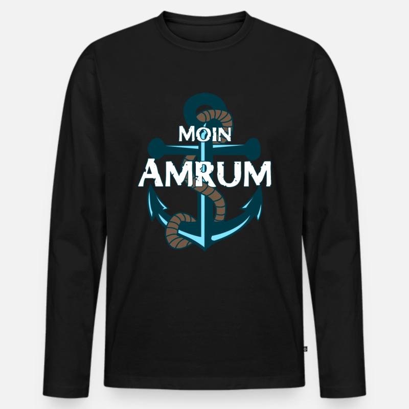 Amrum Moin Anker Spruch - Männer Premium Bio Langarmshirt - Schwarz