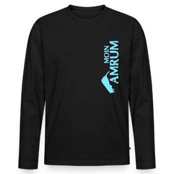 Amrum Moin Spruch - Männer Premium Bio Langarmshirt - Schwarz - Vorne - Nico (187cm)