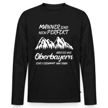 Oberbayern Männer Berge Spruch - Männer Premium Bio Langarmshirt - Schwarz - Vorne - Nico (187cm)