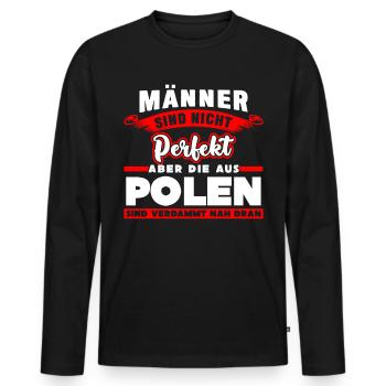Polnisch Polska Polen Pole lustig - Männer Premium Bio Langarmshirt - Schwarz - Vorne - Nico (187cm)