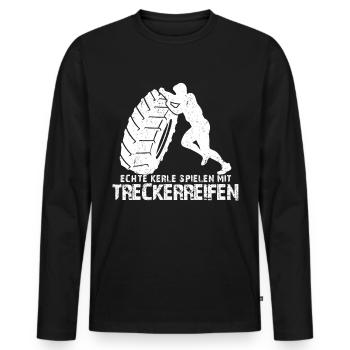 Strongman Treckerreifen Spruch - Männer Premium Bio Langarmshirt - Schwarz - Vorne - Nico (187cm)