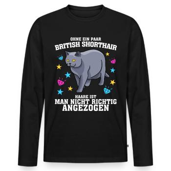 Britisch Kurzhaar - Männer Premium Bio Langarmshirt - Schwarz - Vorne - Nico (187cm)
