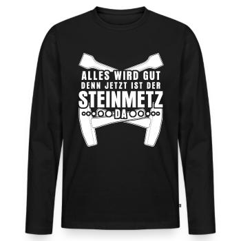 Steinmetz - Männer Premium Bio Langarmshirt - Schwarz - Vorne - Nico (187cm)