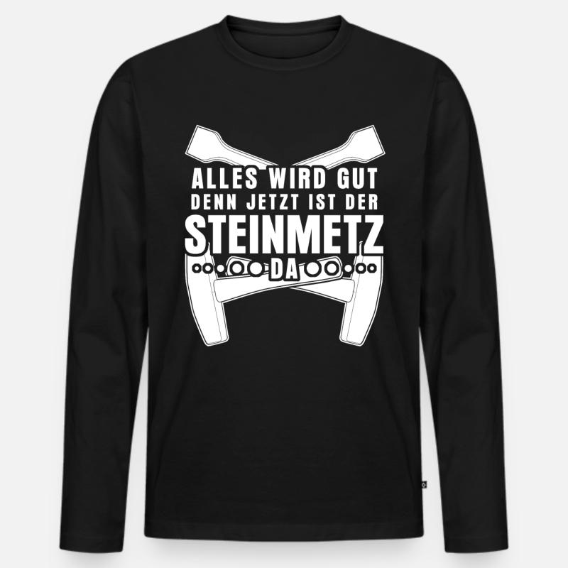 Steinmetz - Männer Premium Bio Langarmshirt - Schwarz