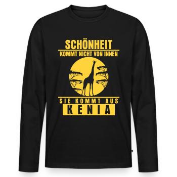 Kenya Giraffe - Schönheit aus Kenia - Männer Premium Bio Langarmshirt - Schwarz - Vorne - Nico (187cm)