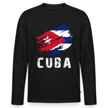 La Havane Cuba Drapeau Cuba - T-shirt manches longues Premium bio Homme - noir - Devant - Nico (187cm)