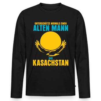 Kasachstan - Männer Premium Bio Langarmshirt - Schwarz - Vorne - Nico (187cm)