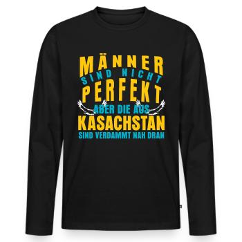 Kasachen Männer aus Kasachstan - Männer Premium Bio Langarmshirt - Schwarz - Vorne - Nico (187cm)