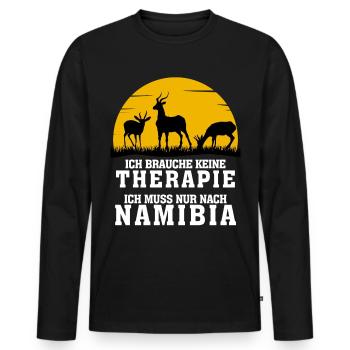 Namibia Therapie Urlaub Afrika - Männer Premium Bio Langarmshirt - Schwarz - Vorne - Nico (187cm)