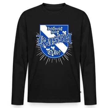 Ich mag Kassel - Männer Premium Bio Langarmshirt - Schwarz - Vorne - Nico (187cm)