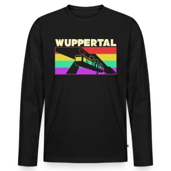 Wupptertaler Schwebebahn Retro Wuppertal - Männer Premium Bio Langarmshirt - Schwarz - Vorne - Nico (187cm)