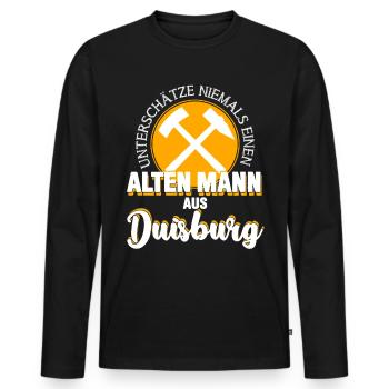 Duisburg Duisburger Duisburgerin - Männer Premium Bio Langarmshirt - Schwarz - Vorne - Nico (187cm)
