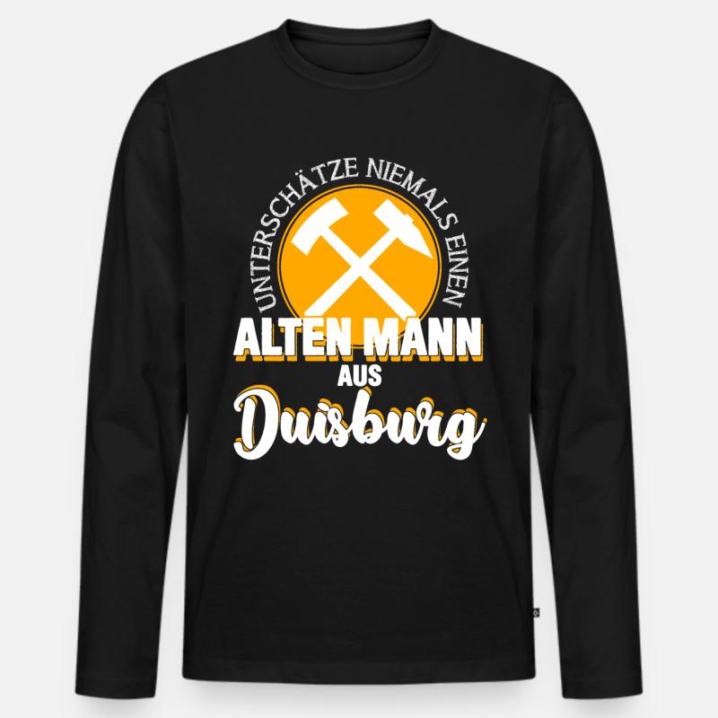 Duisburg Duisburger Duisburgerin - Männer Premium Bio Langarmshirt - Schwarz