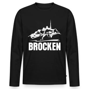 Harz Wandern Harzer Brocken - Männer Premium Bio Langarmshirt - Schwarz - Vorne - Nico (187cm)