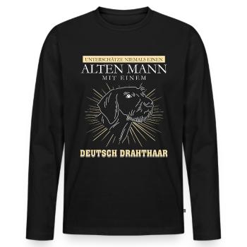 Deutsch Drahthaar - Männer Premium Bio Langarmshirt - Schwarz - Vorne - Nico (187cm)