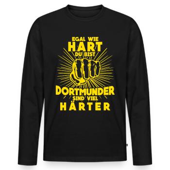 Dortmunder sind härter Dortmund - Männer Premium Bio Langarmshirt - Schwarz - Vorne - Nico (187cm)