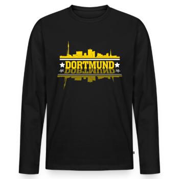 Dortmund - Männer Premium Bio Langarmshirt - Schwarz - Vorne - Nico (187cm)