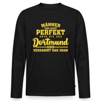 Dortmunder Männer Spruch Dortmund - Männer Premium Bio Langarmshirt - Schwarz - Vorne - Nico (187cm)