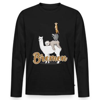 Bremer animaux empilés Brême - T-shirt manches longues Premium bio Homme - noir - Devant - Nico (187cm)