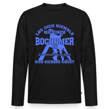 Bochum - Männer Premium Bio Langarmshirt - Schwarz - Vorne - Nico (187cm)
