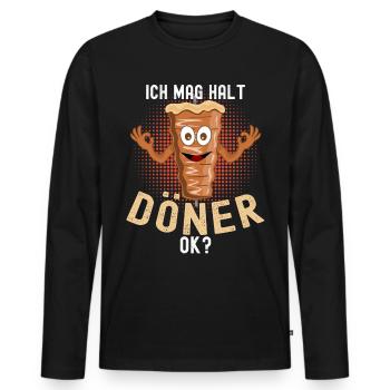 Ich mag Döner Kebab - Männer Premium Bio Langarmshirt - Schwarz - Vorne - Nico (187cm)
