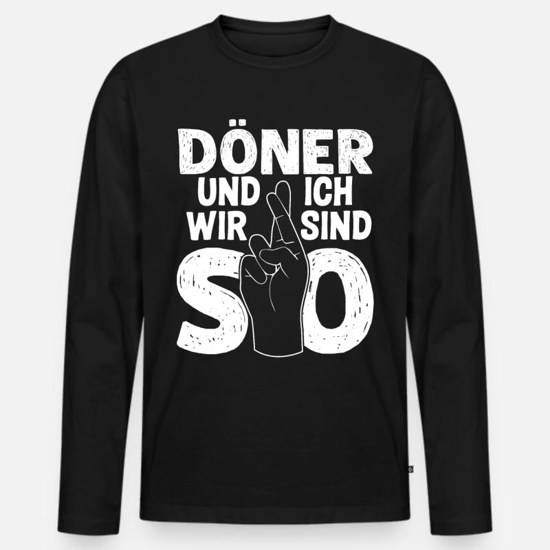 Kebab Dönertasche Döner - Männer Premium Bio Langarmshirt - Schwarz