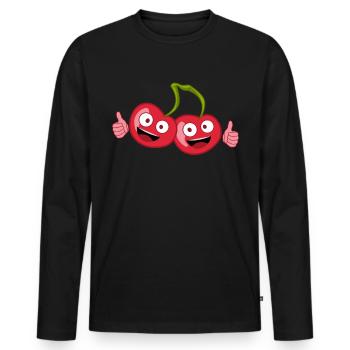 Cerises Pouce levé Cerises Cerise - T-shirt manches longues Premium bio Homme - noir - Devant - Nico (187cm)