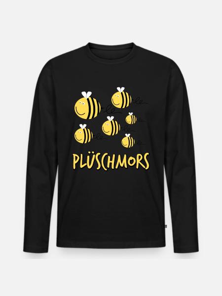 Plüschmors Plattdeutsch - Männer Premium Bio Langarmshirt - Schwarz