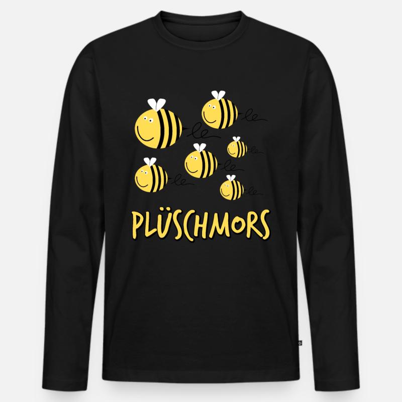 Plüschmors Plattdeutsch - Männer Premium Bio Langarmshirt - Schwarz