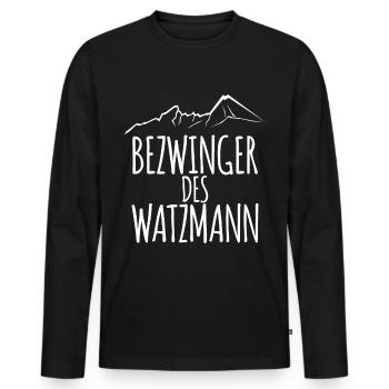 Bezwinger des Watzmann - Männer Premium Bio Langarmshirt - Schwarz - Vorne - Nico (187cm)