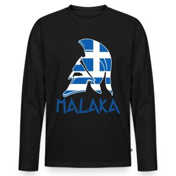 Malaka Grieche Griechenland Flagge Greek - Männer Premium Bio Langarmshirt - Schwarz - Vorne - Nico (187cm)
