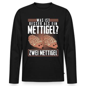 Mettigel Hackfleisch Spruch Mett - Männer Premium Bio Langarmshirt - Schwarz - Vorne - Nico (187cm)