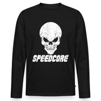 Speedcore Totenschädel Techno - Männer Premium Bio Langarmshirt - Schwarz - Vorne - Nico (187cm)