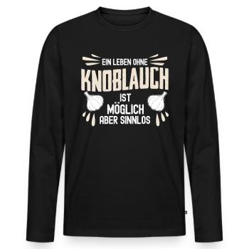 Knoblauch Knoblauchzehen Knobi Garlic - Männer Premium Bio Langarmshirt - Schwarz - Vorne - Nico (187cm)