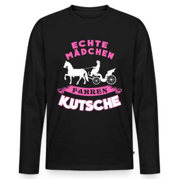Kutsche Mädchen Pferdekutsche Kutscher - Männer Premium Bio Langarmshirt - Schwarz - Vorne - Nico (187cm)