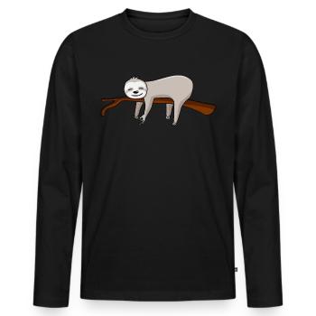 Looked in Sloth Sloth Looked in - Men's Premium Organic Long Sleeve Shirt - black - Front - Nico (187cm)