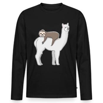 Looked in Sloth Alpaca Looked in - Men's Premium Organic Long Sleeve Shirt - black - Front - Nico (187cm)