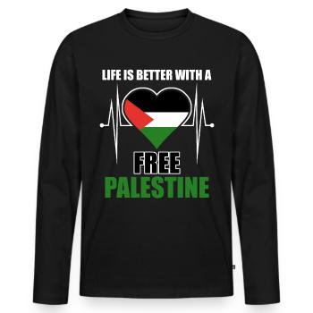 Palestine Flag Free Palestine - Men's Premium Organic Long Sleeve Shirt - black - Front - Nico (187cm)