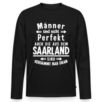 Saarländer Männer Saarländisch Saarland - Männer Premium Bio Langarmshirt - Schwarz - Vorne - Nico (187cm)