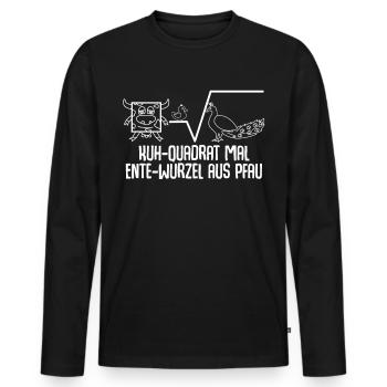 Kuh Quadrat mal Ente Wurzel Pfau Mathe - Männer Premium Bio Langarmshirt - Schwarz - Vorne - Nico (187cm)
