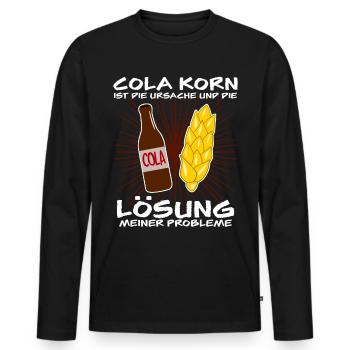 Cola Korn - Männer Premium Bio Langarmshirt - Schwarz - Vorne - Nico (187cm)