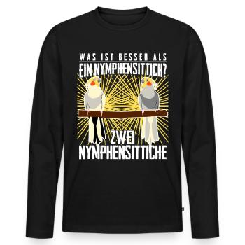 Nymphensittich Zwei Nymphensittiche - Männer Premium Bio Langarmshirt - Schwarz - Vorne - Nico (187cm)