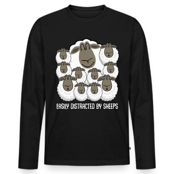 Sheep Easily distracted by Sheeps Sheep - Men's Premium Organic Long Sleeve Shirt - black - Front - Nico (187cm)