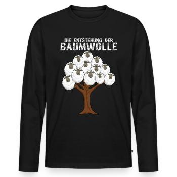 Schaf Baumwolle Witz Schafe - Männer Premium Bio Langarmshirt - Schwarz - Vorne - Nico (187cm)
