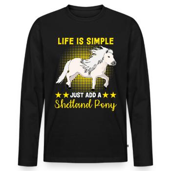 Shetland Pony Riding Shetland Pony Shetty - Men's Premium Organic Long Sleeve Shirt - black - Front - Nico (187cm)