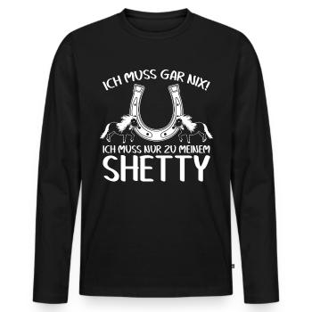 Shetty Pferd Shetland Ponys Shetlandpony - Männer Premium Bio Langarmshirt - Schwarz - Vorne - Nico (187cm)